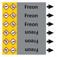 Značení potrubí ISO 20560, freon